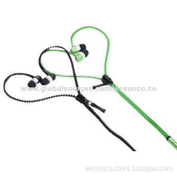 Colorful Metal Zipper Earbuds with Mic or Volume Control or without, Direct SZ Factory, Low PriceNew